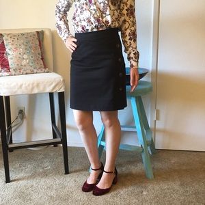 Ann Taylor NWT A-Line Black Skirt with Buttons